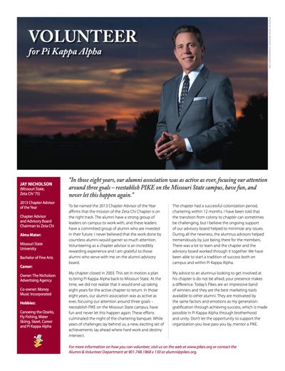 Volunteer for Pi Kappa Alpha, Autumn 2013